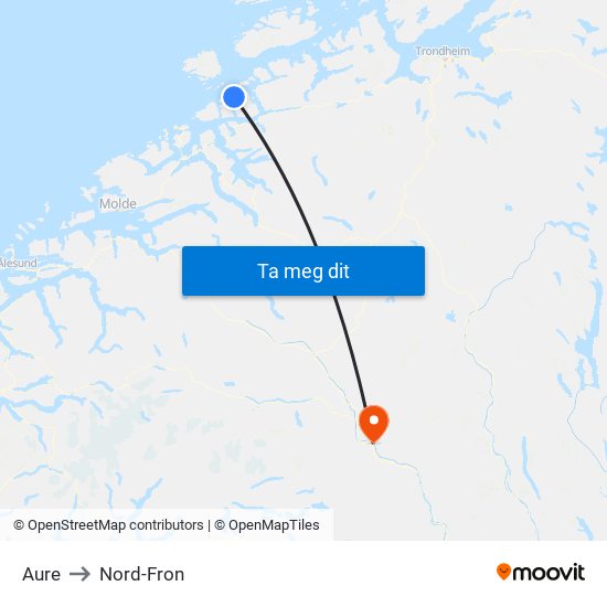 Aure to Nord-Fron map