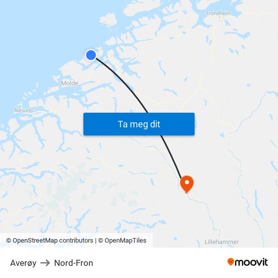 Averøy to Nord-Fron map