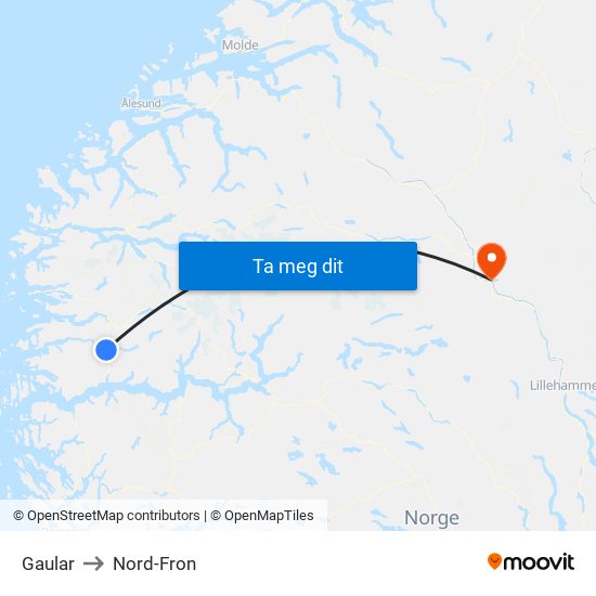 Gaular to Nord-Fron map