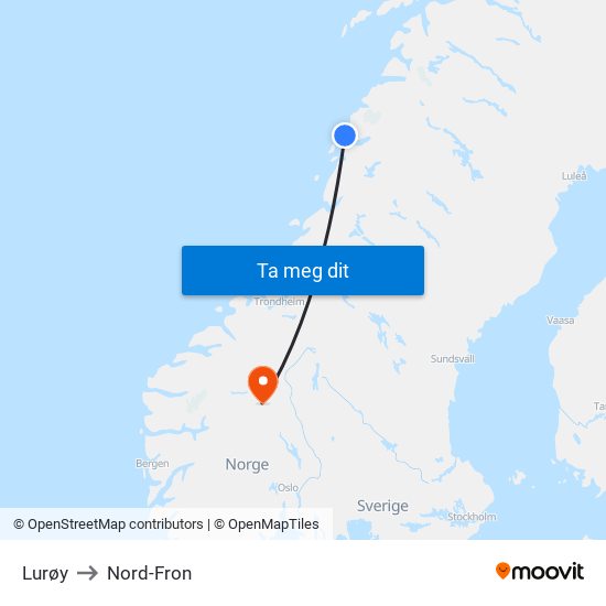 Lurøy to Nord-Fron map