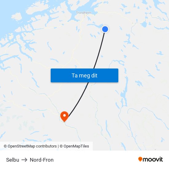 Selbu to Nord-Fron map