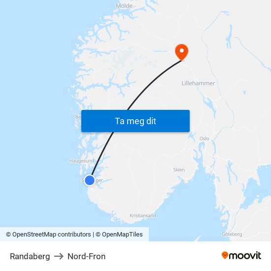 Randaberg to Nord-Fron map