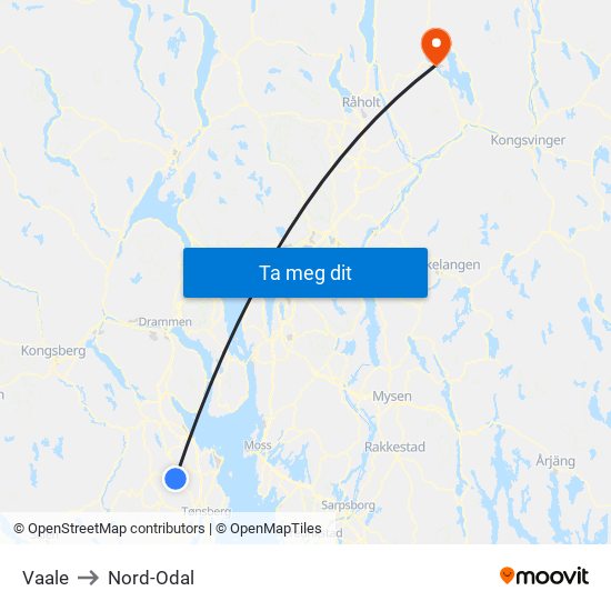 Vaale to Nord-Odal map