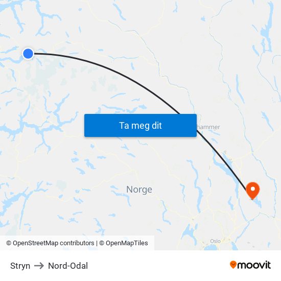 Stryn to Nord-Odal map