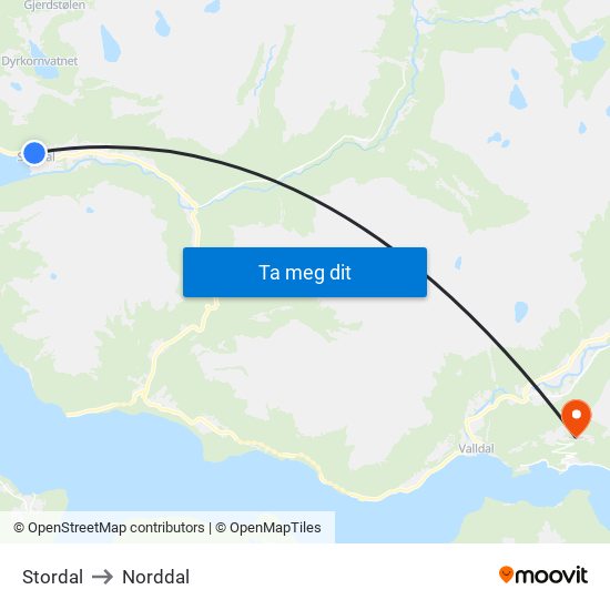 Stordal to Norddal map