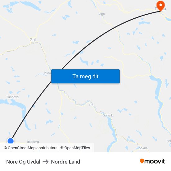 Nore Og Uvdal to Nordre Land map