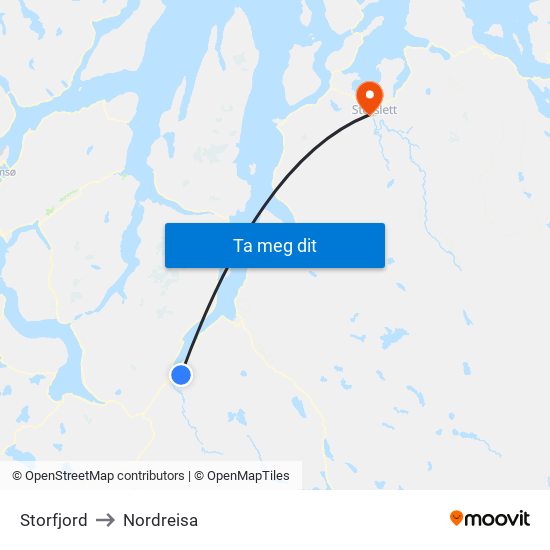 Storfjord to Nordreisa map