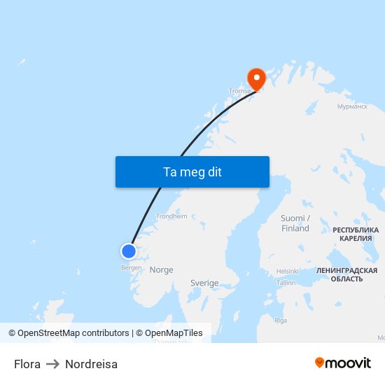 Flora to Nordreisa map