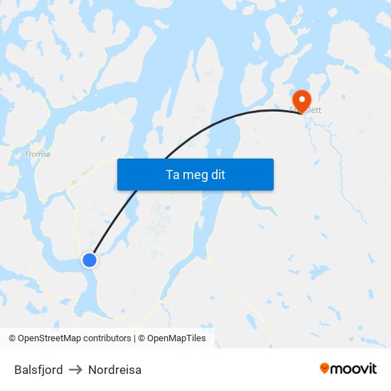 Balsfjord to Nordreisa map