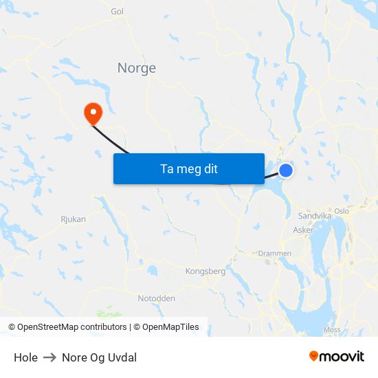 Hole to Nore Og Uvdal map