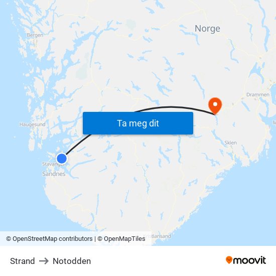 Strand to Notodden map