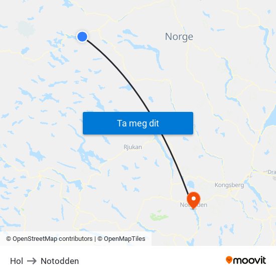 Hol to Notodden map
