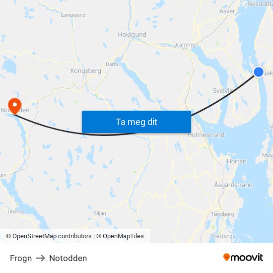 Frogn to Notodden map