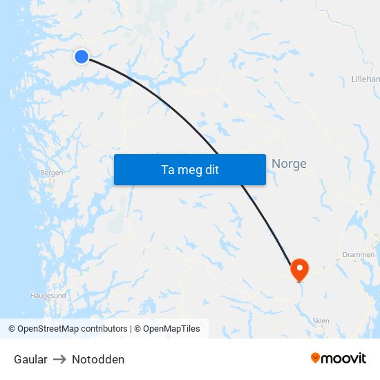 Gaular to Notodden map