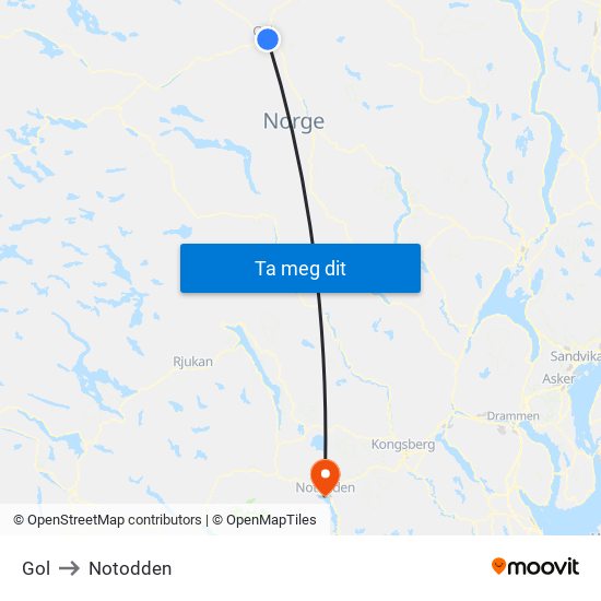 Gol to Notodden map