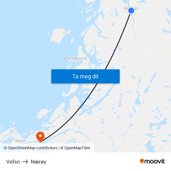 Vefsn to Nærøy map