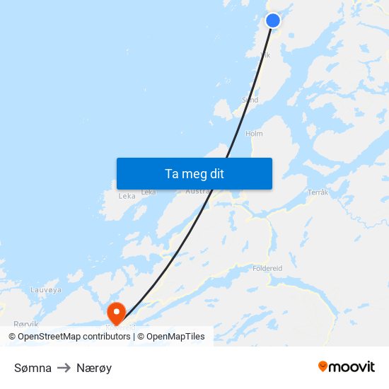 Sømna to Nærøy map