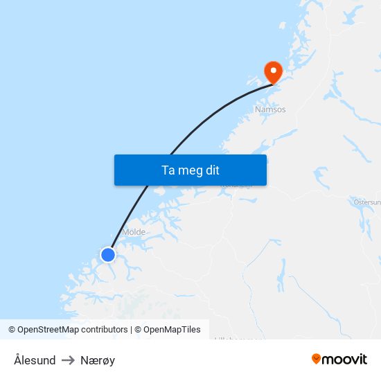 Ålesund to Nærøy map