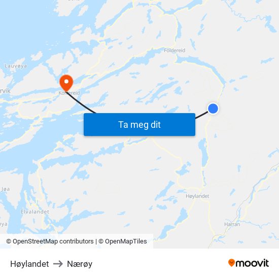 Høylandet to Nærøy map