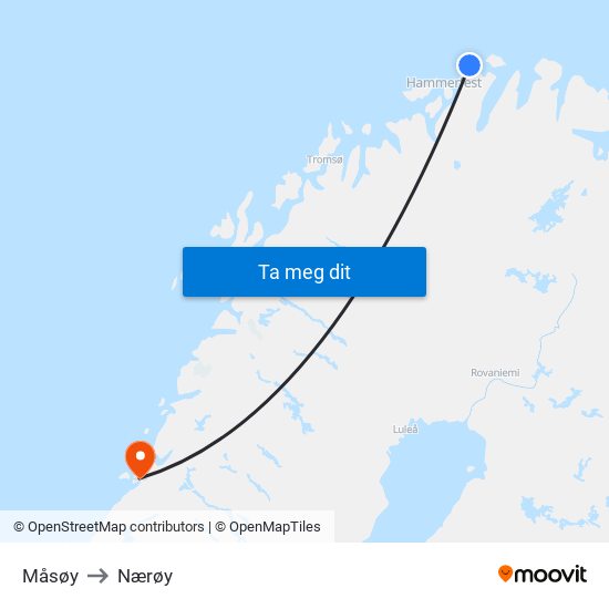 Måsøy to Nærøy map