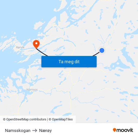 Namsskogan to Nærøy map