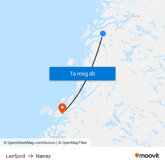 Leirfjord to Nærøy map