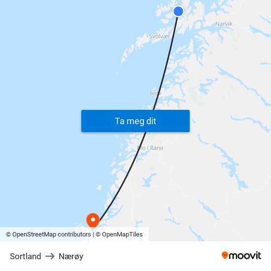 Sortland to Nærøy map