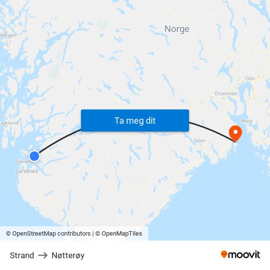 Strand to Nøtterøy map