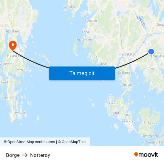 Borge to Nøtterøy map