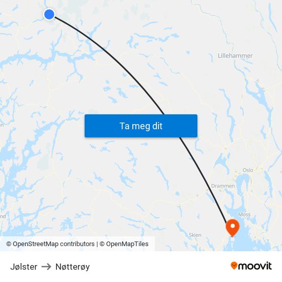 Jølster to Nøtterøy map