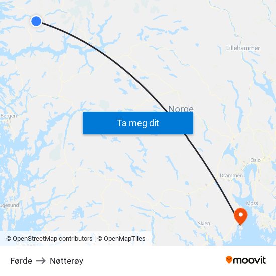 Førde to Nøtterøy map
