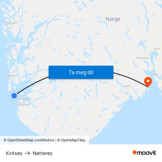 Kvitsøy to Nøtterøy map