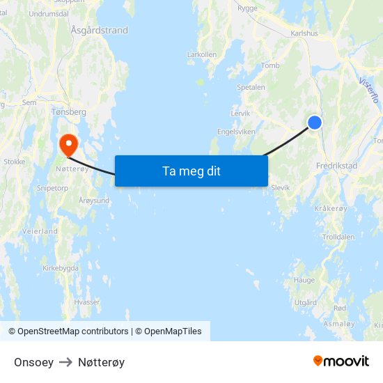 Onsoey to Nøtterøy map