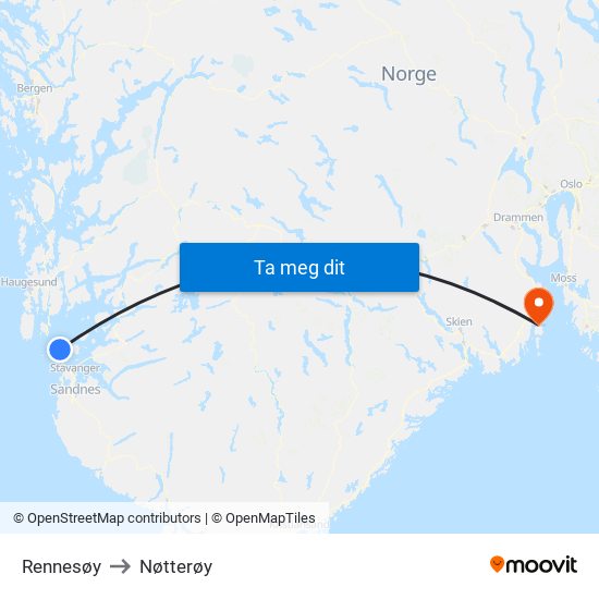 Rennesøy to Nøtterøy map