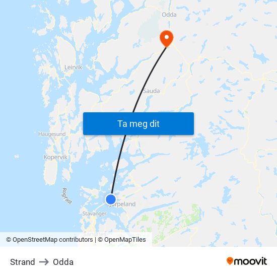 Strand to Odda map