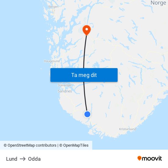 Lund to Odda map