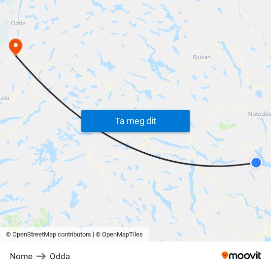 Nome to Odda map