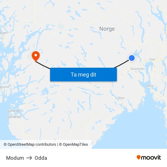 Modum to Odda map