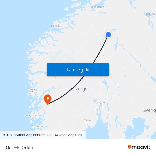 Os to Odda map