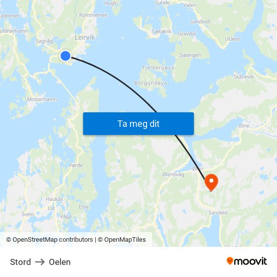 Stord to Oelen map