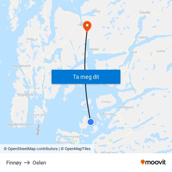 Finnøy to Oelen map