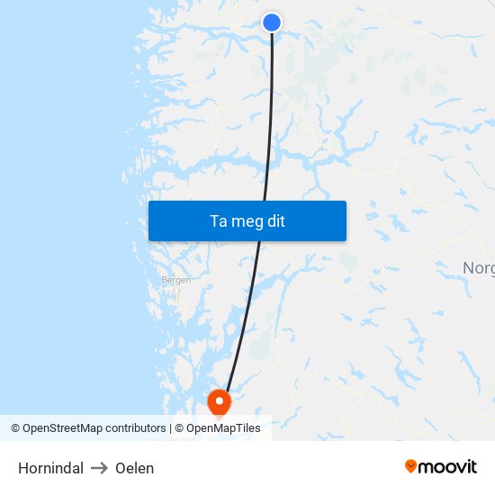 Hornindal to Oelen map