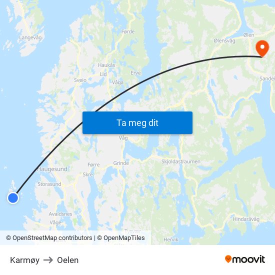 Karmøy to Oelen map