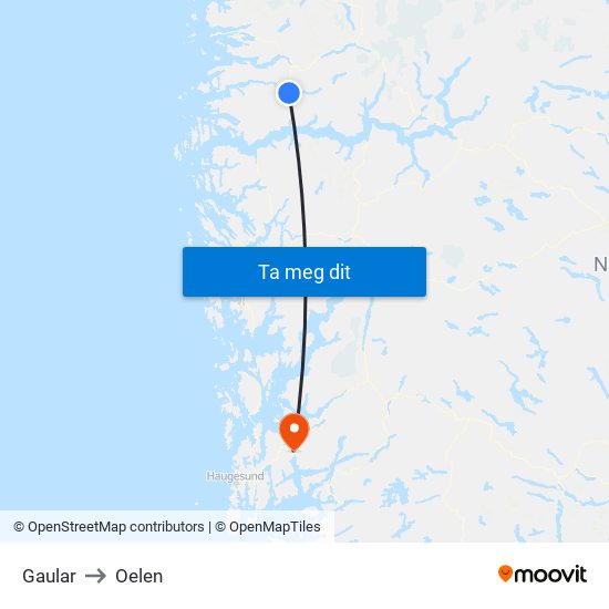 Gaular to Oelen map