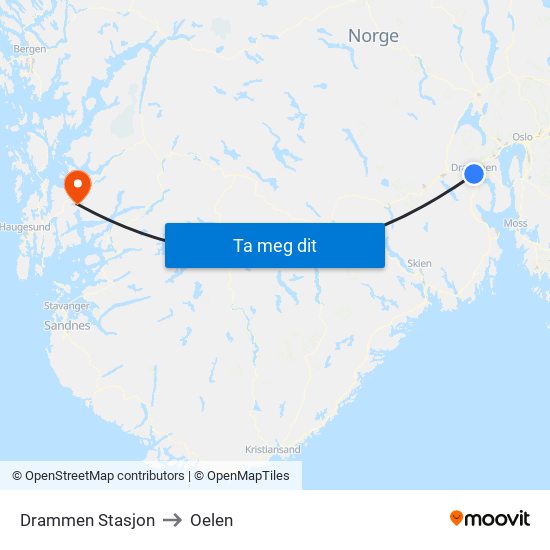 Drammen Stasjon to Oelen map