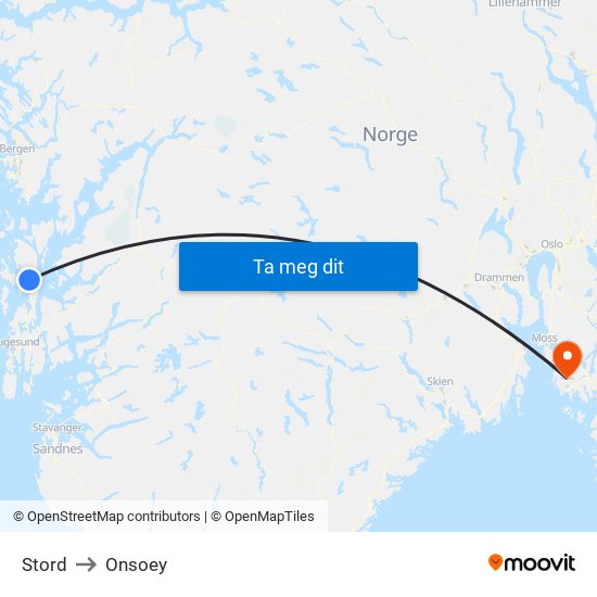 Stord to Onsoey map