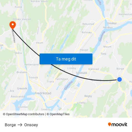 Borge to Onsoey map