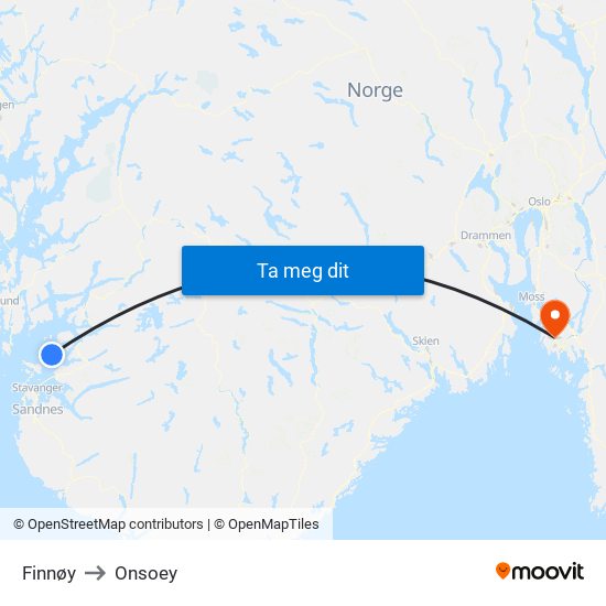 Finnøy to Onsoey map