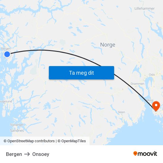 Bergen to Onsoey map