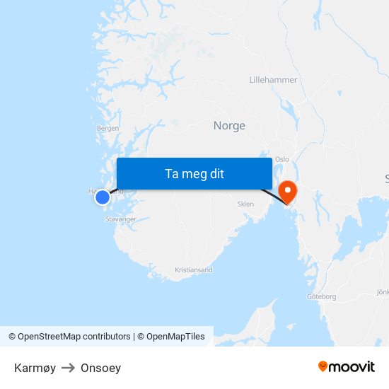 Karmøy to Onsoey map